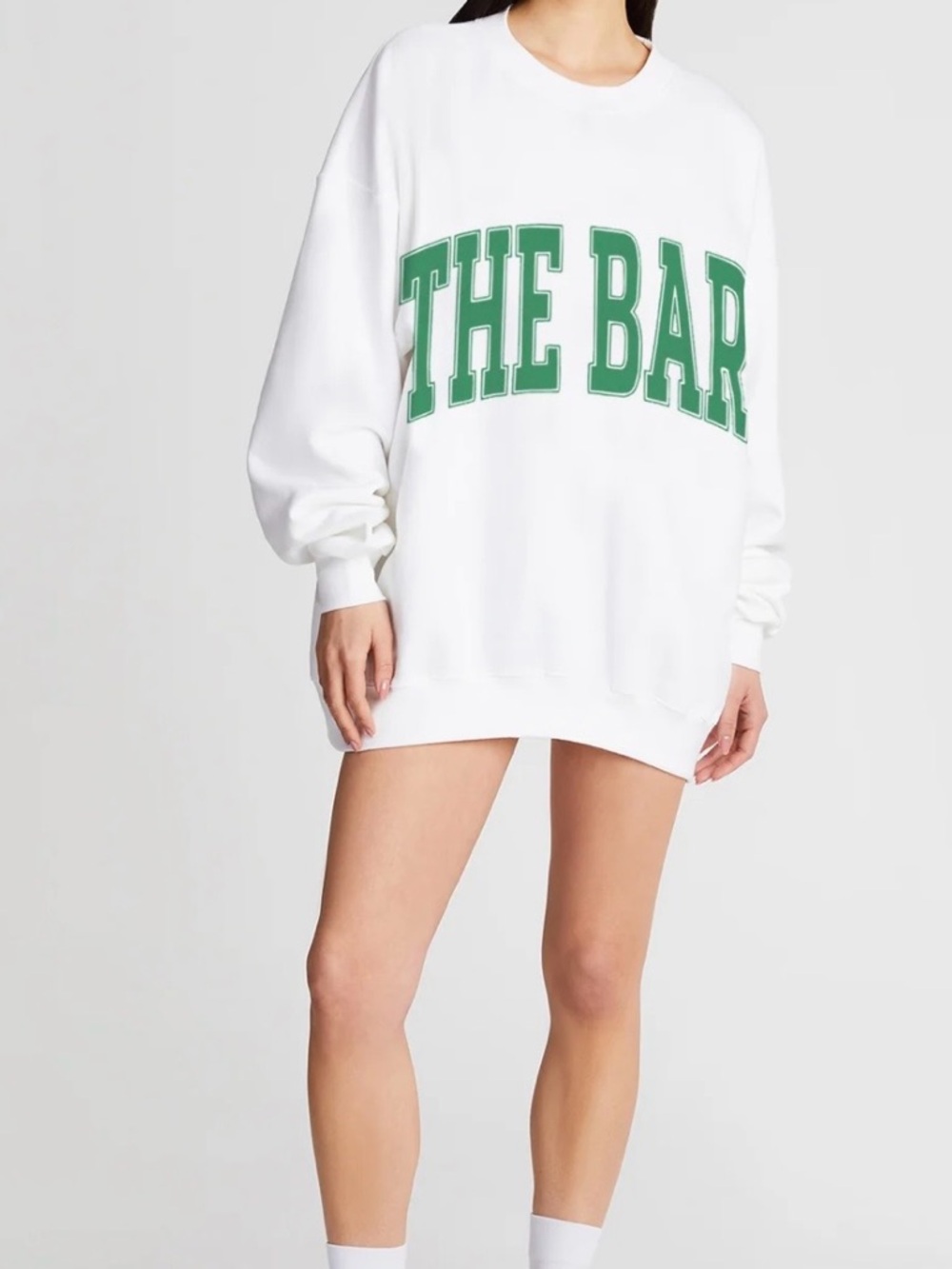 THE BAR VARSITY SWEATSHIRT WHITE/GREEN